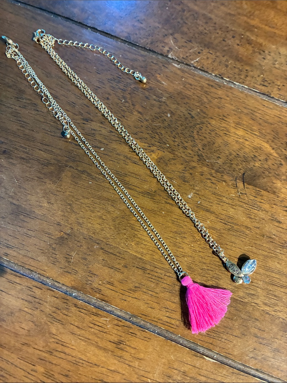 Stacking layering necklaces Necklaces w/ Pink Tassel & Crystal Accent 💕🦋